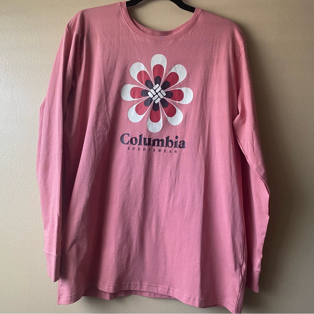 Columbia Long Sleeve Dusty Rose Hiking Outdoor Floral Design Top Size Large